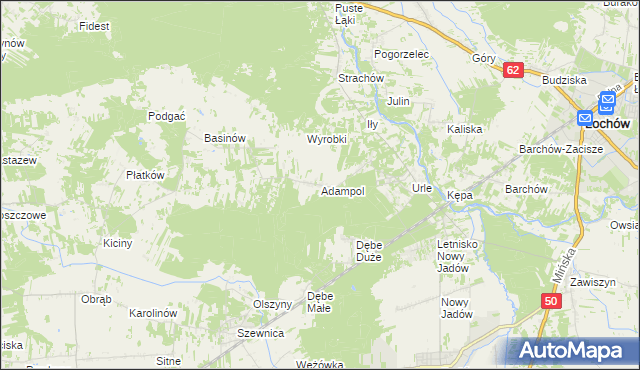 mapa Adampol gmina Jadów, Adampol gmina Jadów na mapie Targeo