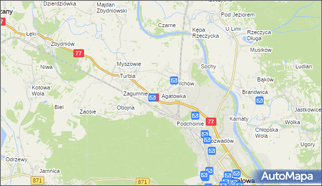 mapa Agatówka gmina Zaleszany, Agatówka gmina Zaleszany na mapie Targeo