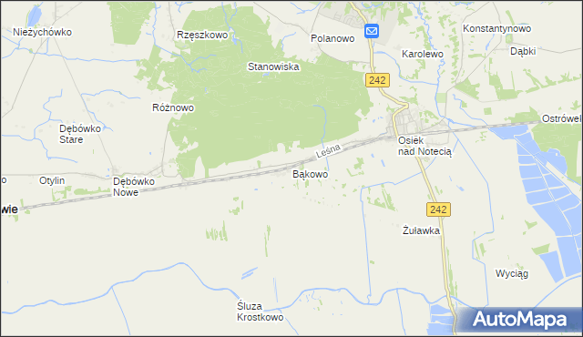 mapa Bąkowo gmina Wyrzysk, Bąkowo gmina Wyrzysk na mapie Targeo