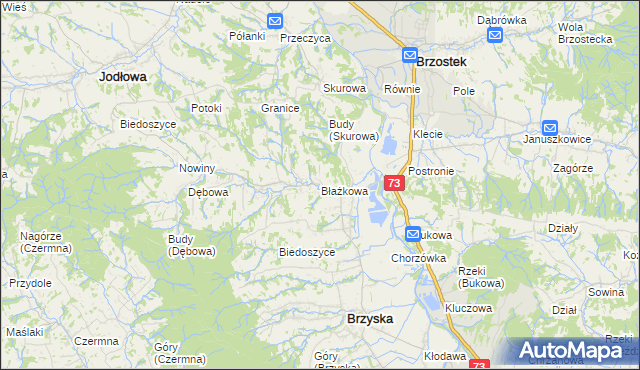 mapa Błażkowa gmina Brzyska, Błażkowa gmina Brzyska na mapie Targeo