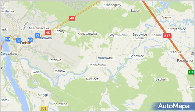 mapa Bobrowniki gmina Ryki, Bobrowniki gmina Ryki na mapie Targeo