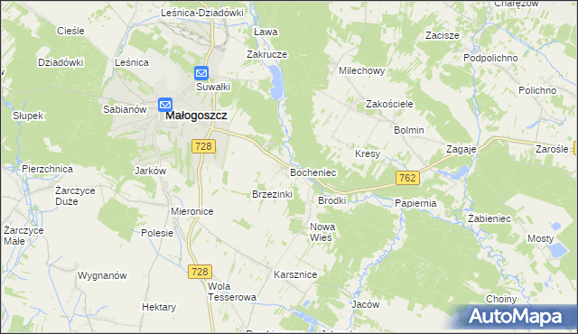 mapa Bocheniec gmina Małogoszcz, Bocheniec gmina Małogoszcz na mapie Targeo