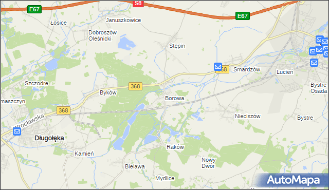 mapa Borowa gmina Długołęka, Borowa gmina Długołęka na mapie Targeo