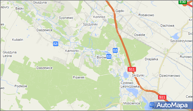 mapa Borówiec gmina Kórnik, Borówiec gmina Kórnik na mapie Targeo