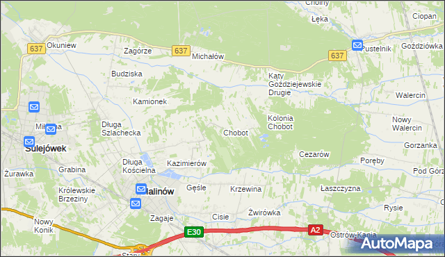 mapa Chobot gmina Halinów, Chobot gmina Halinów na mapie Targeo