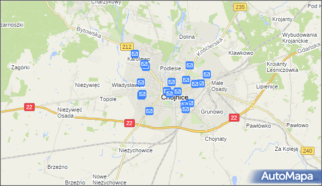 mapa Chojnic, Chojnice na mapie Targeo