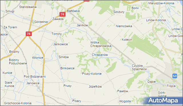 mapa Chrapanów, Chrapanów na mapie Targeo