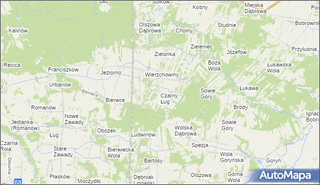 mapa Czarny Ług, Czarny Ług na mapie Targeo