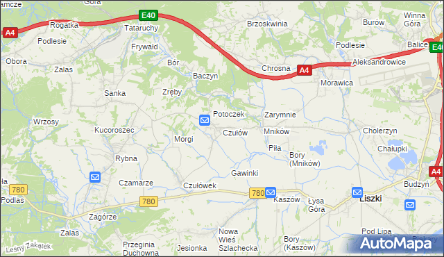 mapa Czułów, Czułów na mapie Targeo