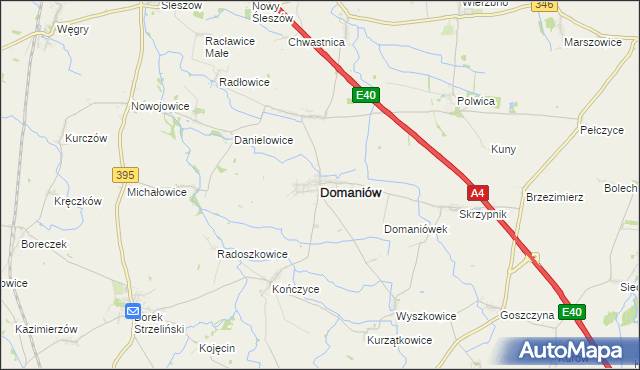 mapa Domaniów powiat oławski, Domaniów powiat oławski na mapie Targeo