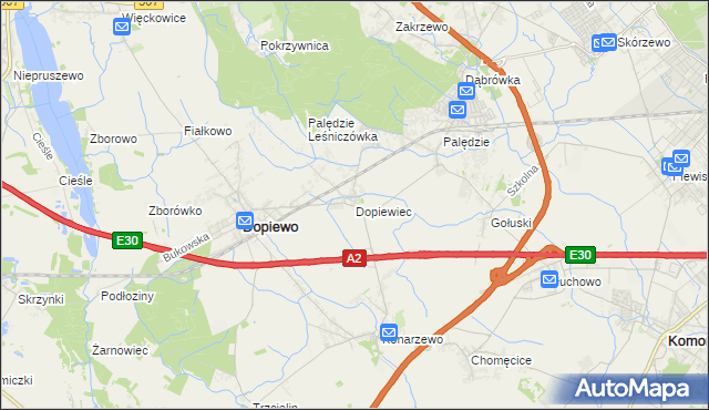 mapa Dopiewiec, Dopiewiec na mapie Targeo