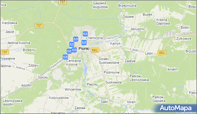 mapa Działki Suskowolskie, Działki Suskowolskie na mapie Targeo