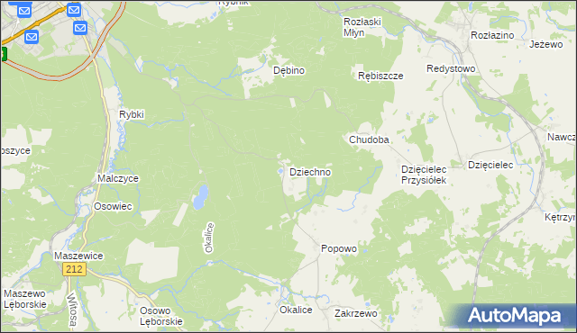 mapa Dziechno, Dziechno na mapie Targeo