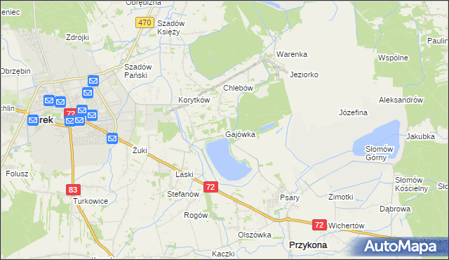 mapa Gajówka gmina Przykona, Gajówka gmina Przykona na mapie Targeo