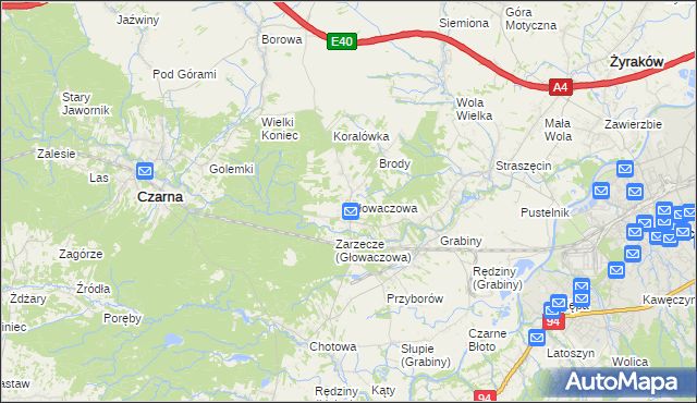 mapa Głowaczowa, Głowaczowa na mapie Targeo