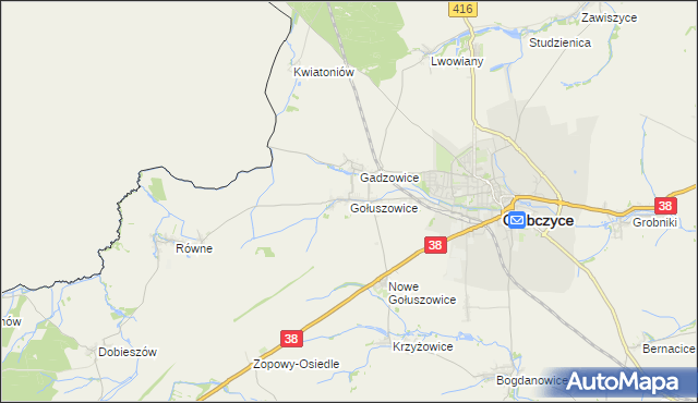 mapa Gołuszowice, Gołuszowice na mapie Targeo