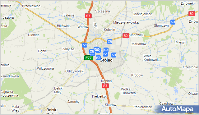 mapa Grójec, Grójec na mapie Targeo