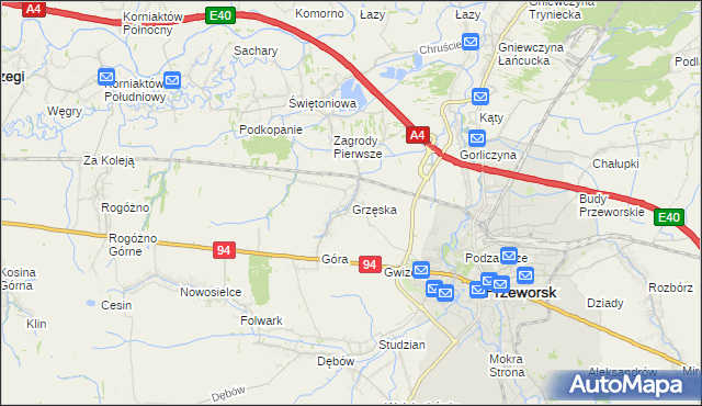 mapa Grzęska, Grzęska na mapie Targeo