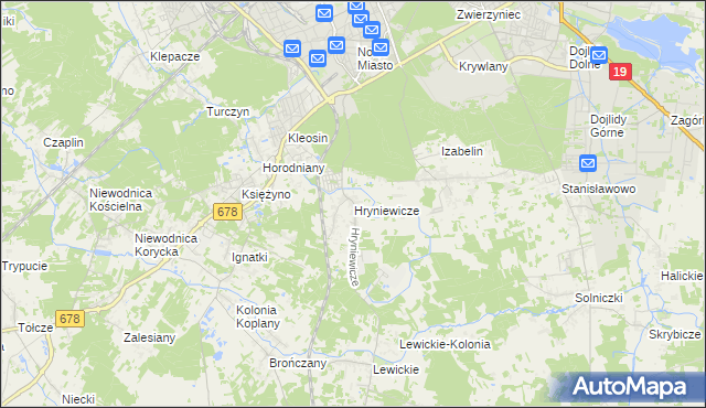 mapa Hryniewicze, Hryniewicze na mapie Targeo