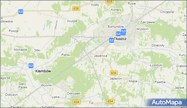 mapa Jasienica gmina Tłuszcz, Jasienica gmina Tłuszcz na mapie Targeo