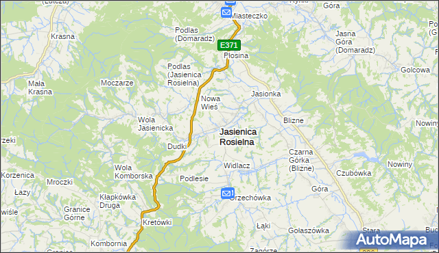 mapa Jasienica Rosielna, Jasienica Rosielna na mapie Targeo