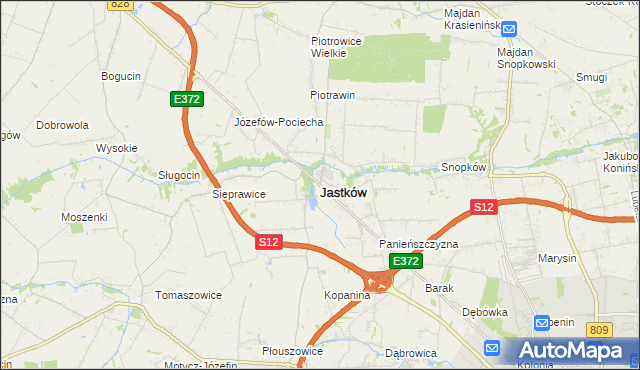 mapa Jastków powiat lubelski, Jastków powiat lubelski na mapie Targeo