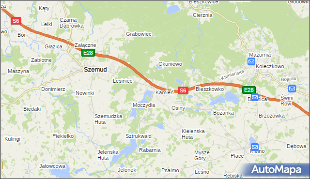 mapa Kamień gmina Szemud, Kamień gmina Szemud na mapie Targeo