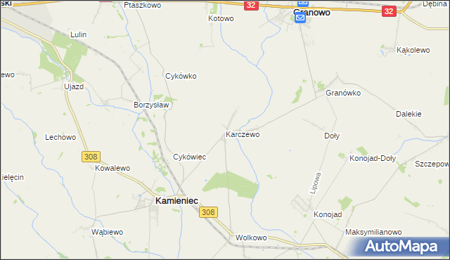 mapa Karczewo gmina Kamieniec, Karczewo gmina Kamieniec na mapie Targeo