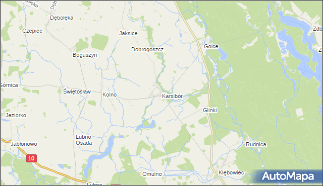 mapa Karsibór gmina Wałcz, Karsibór gmina Wałcz na mapie Targeo
