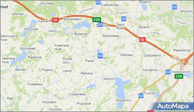 mapa Kielno gmina Szemud, Kielno gmina Szemud na mapie Targeo