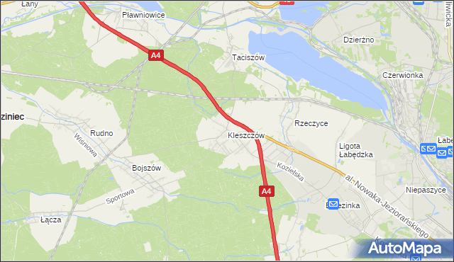 mapa Kleszczów gmina Rudziniec, Kleszczów gmina Rudziniec na mapie Targeo