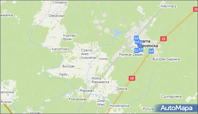 mapa Klimki gmina Czarna Białostocka, Klimki gmina Czarna Białostocka na mapie Targeo