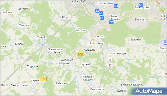 mapa Księżyno, Księżyno na mapie Targeo