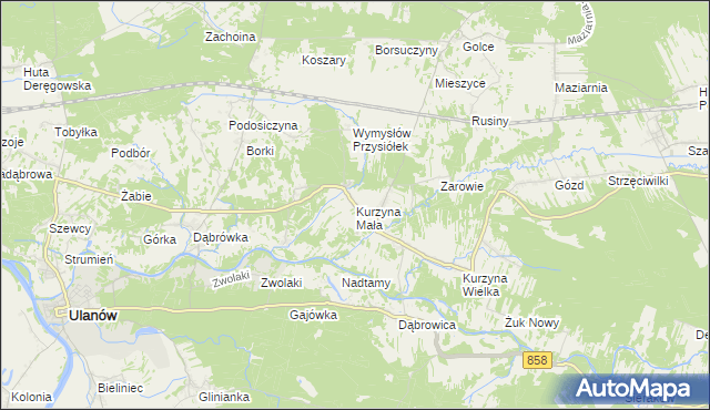 mapa Kurzyna Mała, Kurzyna Mała na mapie Targeo