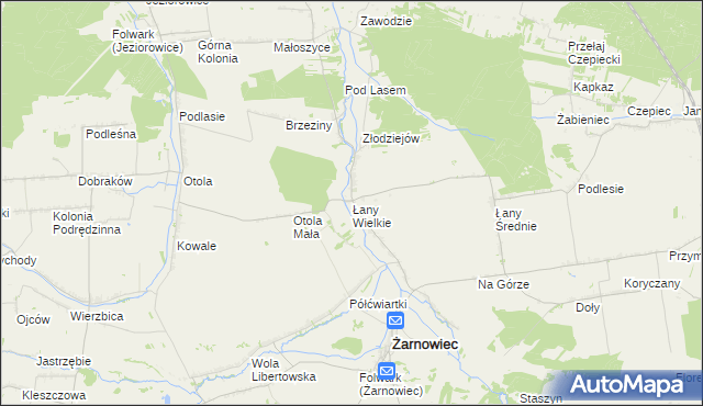 mapa Łany Wielkie gmina Żarnowiec, Łany Wielkie gmina Żarnowiec na mapie Targeo