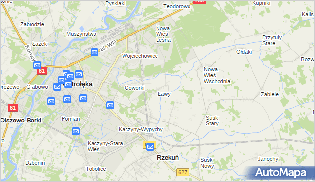 mapa Ławy gmina Rzekuń, Ławy gmina Rzekuń na mapie Targeo