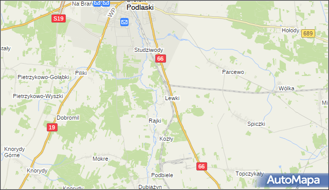 mapa Lewki gmina Bielsk Podlaski, Lewki gmina Bielsk Podlaski na mapie Targeo