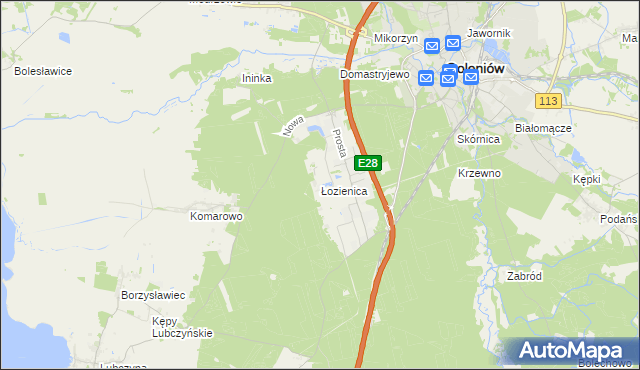 mapa Łozienica, Łozienica na mapie Targeo