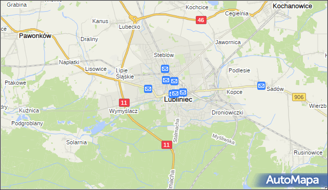 mapa Lubliniec, Lubliniec na mapie Targeo