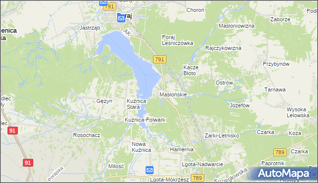 mapa Masłońskie, Masłońskie na mapie Targeo