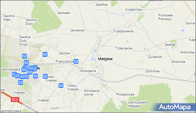 mapa Mełgiew, Mełgiew na mapie Targeo