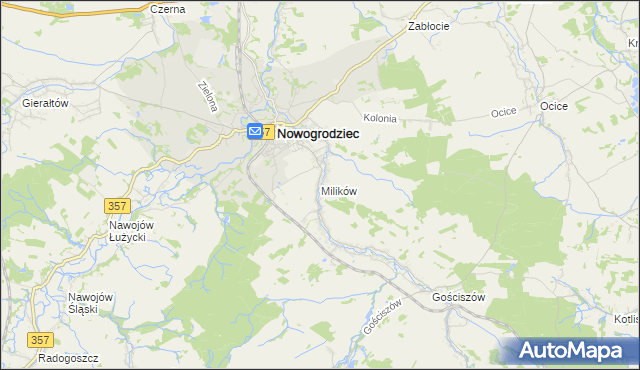 mapa Milików, Milików na mapie Targeo