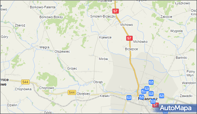 mapa Mirów gmina Przasnysz, Mirów gmina Przasnysz na mapie Targeo