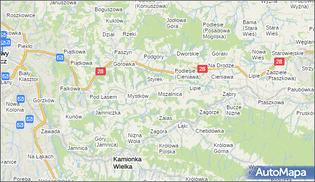 mapa Mszalnica, Mszalnica na mapie Targeo