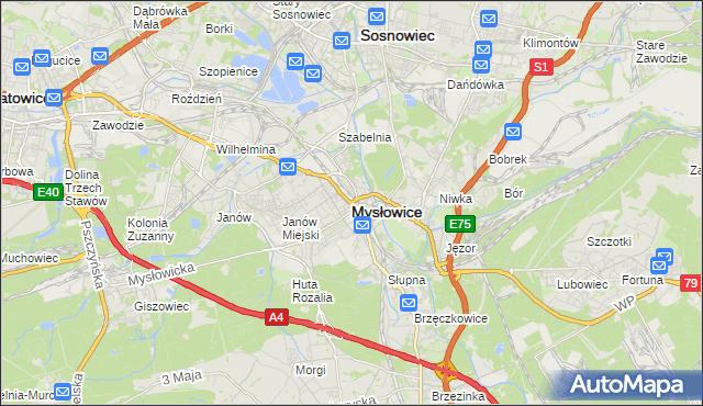 mapa Mysłowice, Mysłowice na mapie Targeo