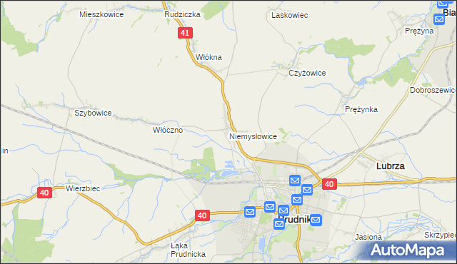 mapa Niemysłowice, Niemysłowice na mapie Targeo