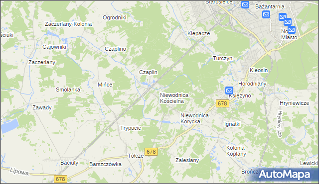 mapa Niewodnica Kościelna, Niewodnica Kościelna na mapie Targeo