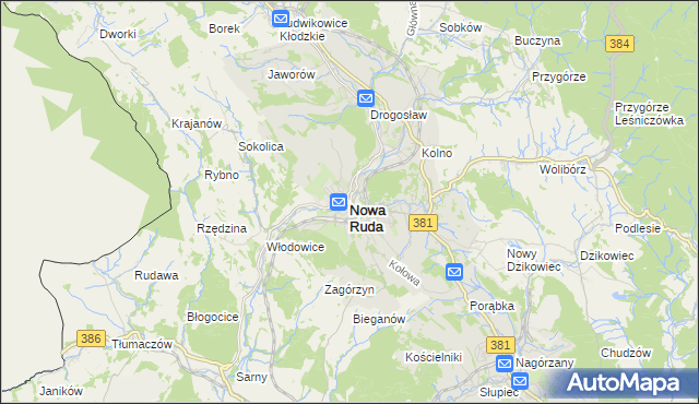 mapa Nowa Ruda powiat kłodzki, Nowa Ruda powiat kłodzki na mapie Targeo