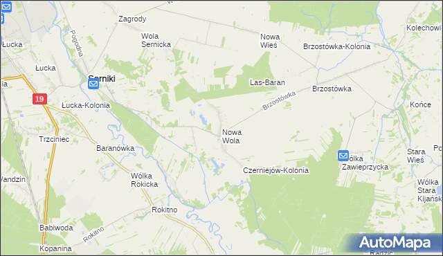 mapa Nowa Wola gmina Serniki, Nowa Wola gmina Serniki na mapie Targeo