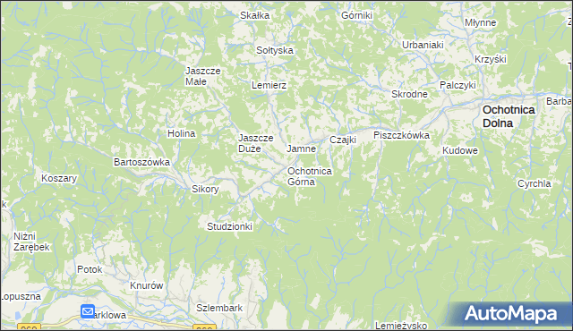 mapa Ochotnica Górna, Ochotnica Górna na mapie Targeo